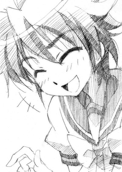 gofu, ogata matake, shakugan no shana, traditional media, 00s, greyscale, monochrome, school uniform, serafuku, sketch, solo
