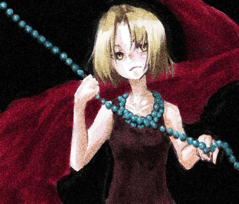 suzuki ritsu, kyouyama anna, shaman king, tagme, blonde hair, short hair, solo, yellow eyes