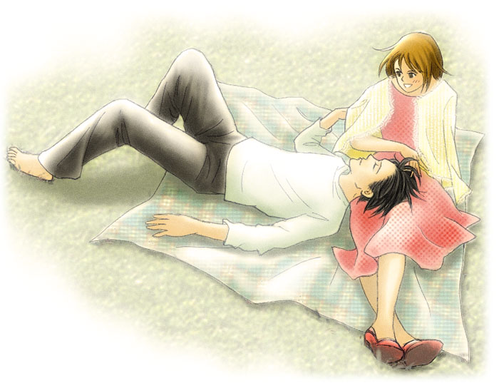 chiaki shin'ichi, noda megumi, nodame cantabile, 00s, 1boy, 1girl, barefoot, couple, hetero, lap pillow
