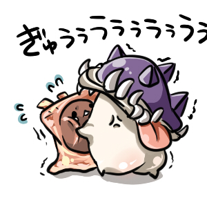 love morocc, vanilmirth (ragnarok online), ragnarok online, commentary request, lowres, anger vein, creature, mushroom, no humans, poison spore, simple background, slime (creature), tongue, tongue out, white background