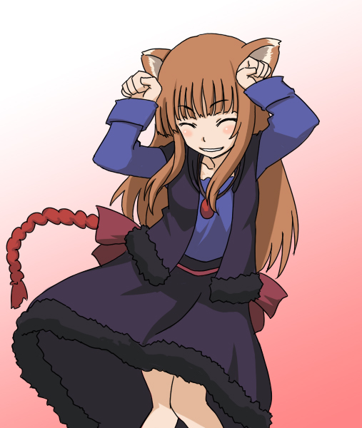 holo, spice and wolf, 00s, animal ears, caramelldansen, long hair, tail, wolf ears