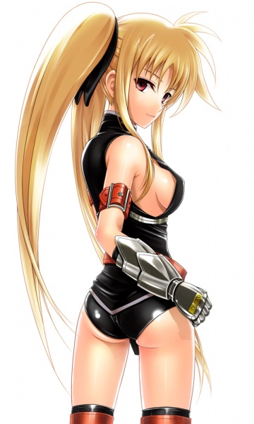 fate, armor, ass, breasts, long hair, spandex, thighhighs, twintails