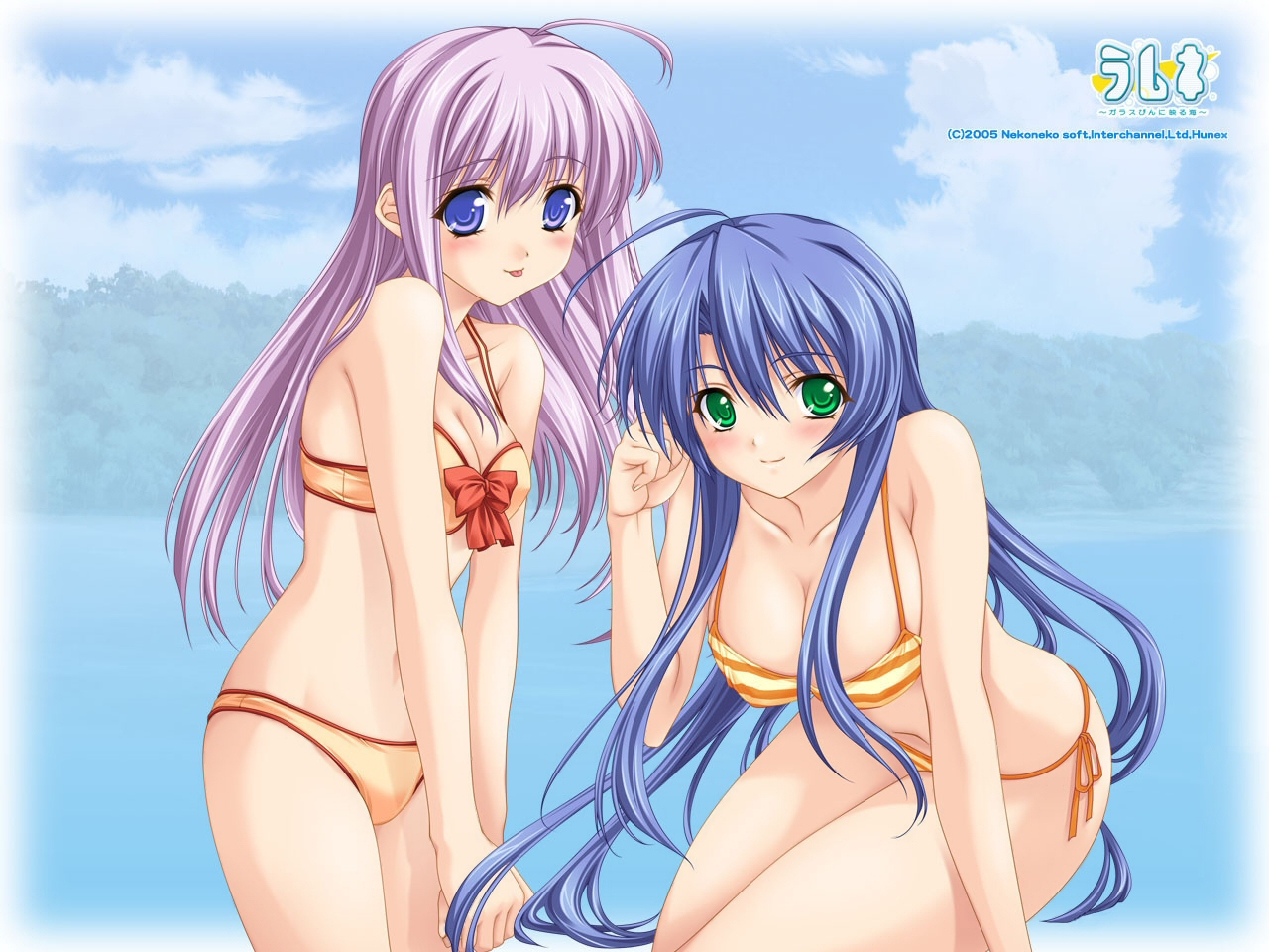 tagme, ahoge, bikini, blush, breasts, long hair, swimsuit