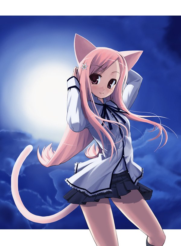 to heart (series), to heart 2, 00s, animal ears, blush, cat ears, cat tail, long hair, tail