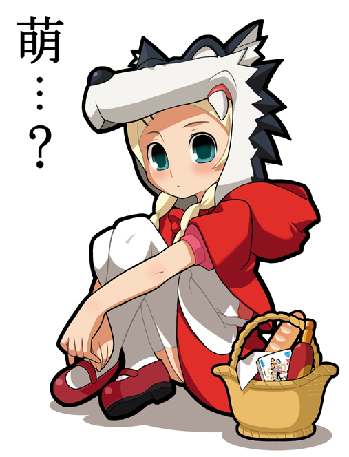 little red riding hood (fairy tale), tagme, blush, braid, food, plait, skirt, thighhighs