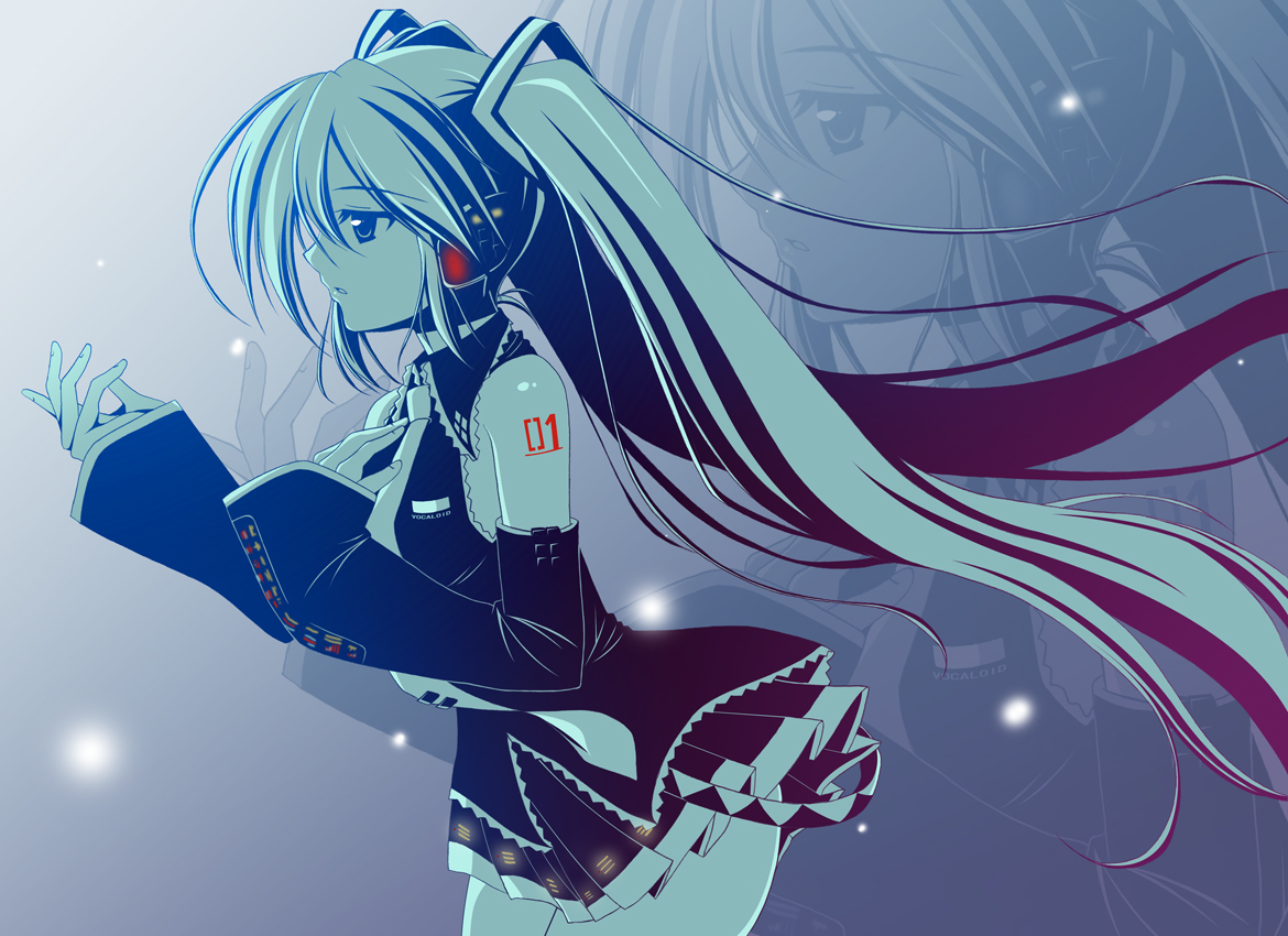 hatsune miku, vocaloid, vocaloid2, blush, long hair, necktie, skirt, thighhighs, twintails