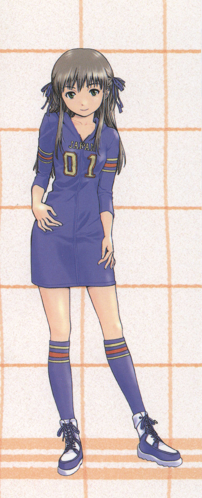 highres, scan, tagme, bow, kneehighs, long hair, skirt, socks