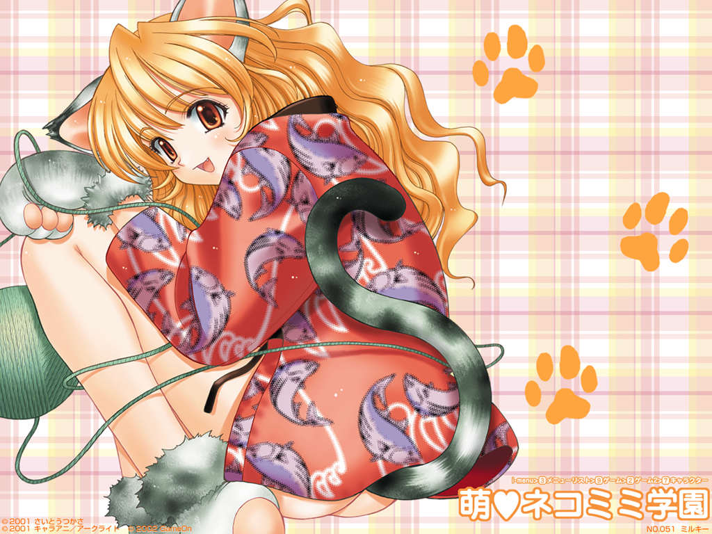 animal ears, ass, blush, cat ears, cat tail, long hair, paw gloves, tail