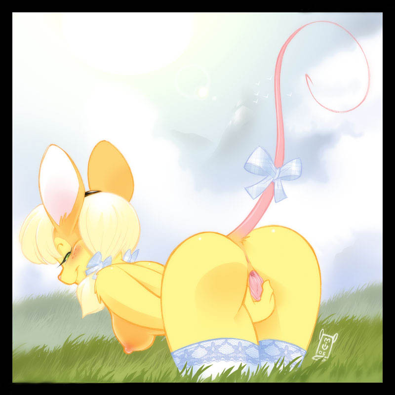 miupix, mouse, ass, bent over, blush, breasts, furry, pussy, short hair, tail