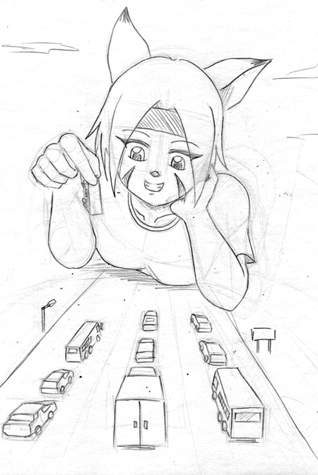 mithra (ff11), artist request, copyright request, tagme, 1girl, animal ears, cat ears, female focus, giant, monochrome, solo