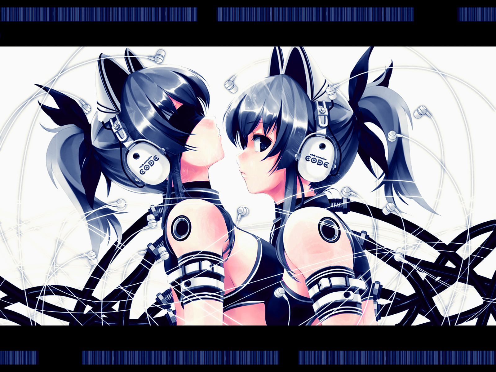 highres, tagme, animal ears, breasts, cat ears, headphones, long hair