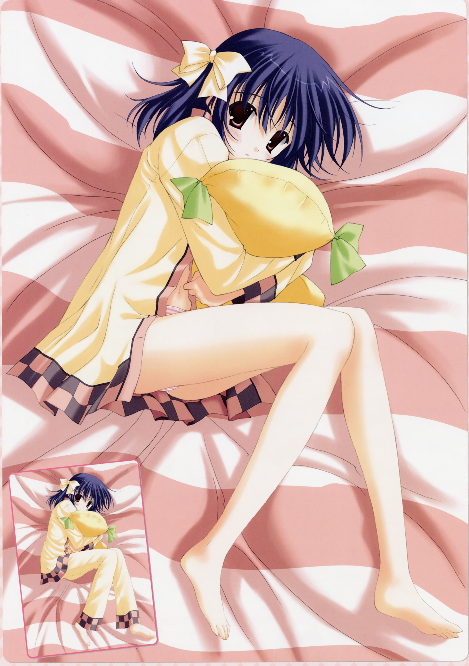 highres, blush, bow, open clothes, open shirt, panties, shirt, short hair, underwear