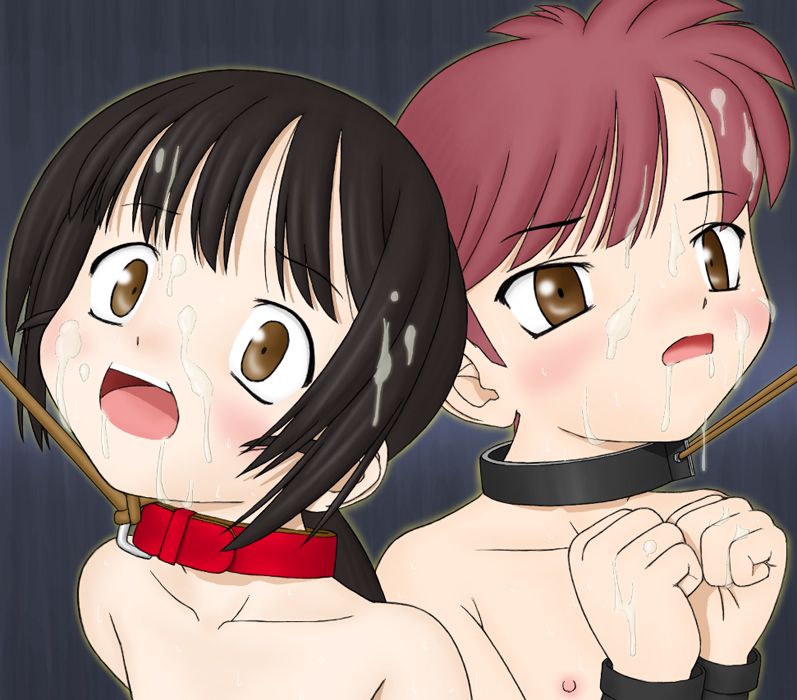 keny, bdsm, bondage, bound, collar, cuffs, cum, loli, nipples, short hair