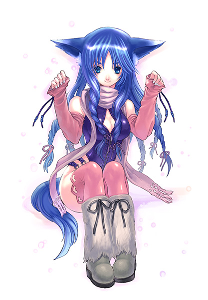 animal ears, boots, braid, breasts, cat ears, cat tail, long hair, plait, tail, thighhighs