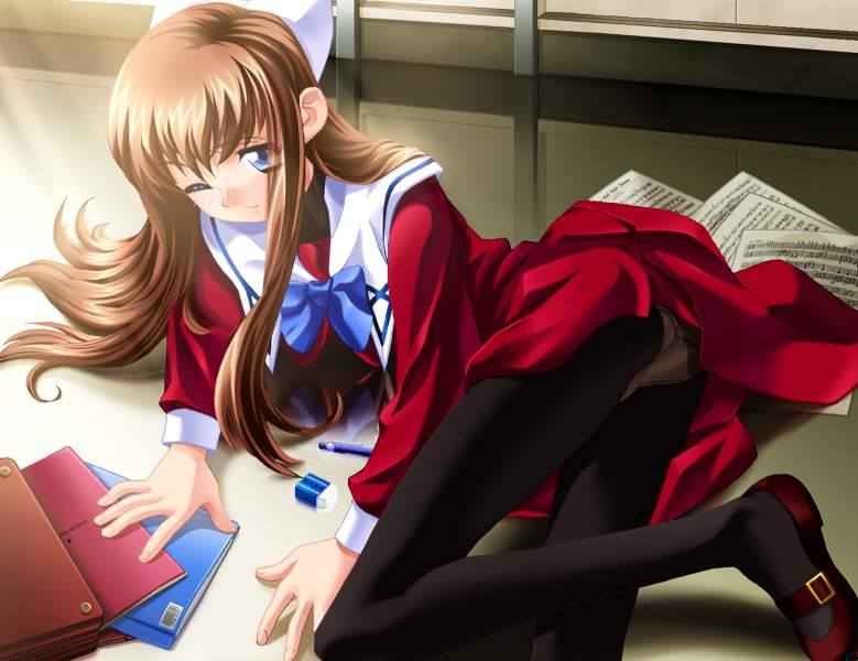nagawa midori, pure mail, 00s, blush, bow, panties, pantyhose, school uniform, serafuku, skirt, underwear