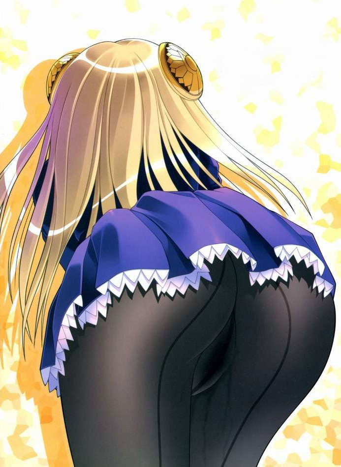 yameta takashi, ingrid (capcom), capcom, capcom fighting jam, 1girl, ass, back, back-seamed legwear, bent over, crotch seam, cum, female focus, from behind, hairpods, long hair, no panties, pantyhose, pussy, pussy juice, pussy juice stain, red eyes, seamed legwear, skirt, solo, upskirt, wet, wet clothes, wet pantyhose, white hair