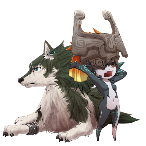 link, midna, nintendo, the legend of zelda, the legend of zelda: twilight princess, lowres, bored, stretching, wolf, yawning