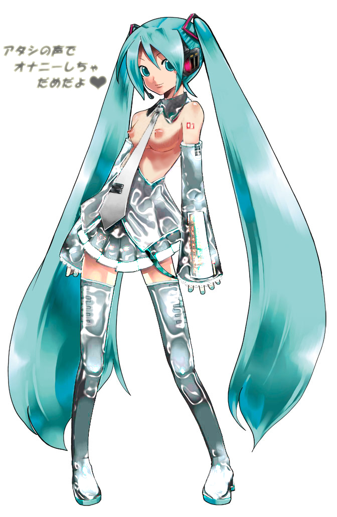 hatsune miku, vocaloid, vocaloid2, breasts, long hair, necktie, thighhighs, twintails