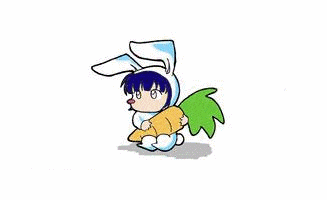hyuuga hinata, uzumaki naruto, naruto (classic), naruto (series), animated, animated gif, artist request, lowres, animal ears, black hair, blonde hair, blush, carrot, fake animal ears, food, fox, fox ears, heart, leotard, playboy bunny, rabbit ears, short hair, surprised, tail