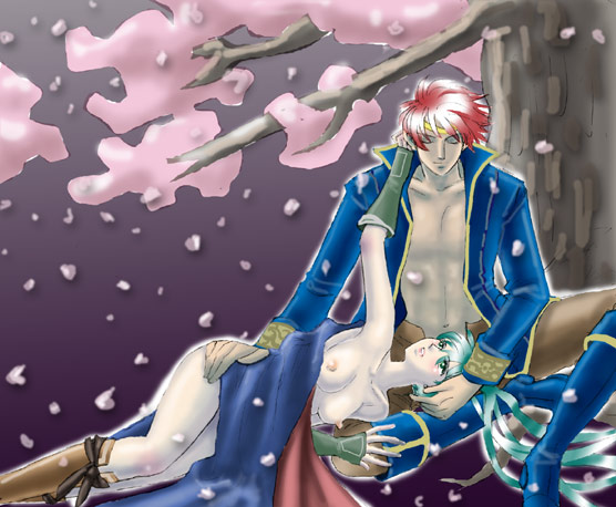 aozora kyuuji, eliwood (fire emblem), lyn (fire emblem), fire emblem, fire emblem: the blazing blade, nintendo, breasts, long hair, nude, open clothes, open shirt, shirt