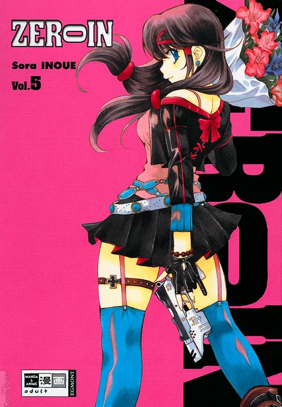 tagme, blush, flower, gun, long hair, skirt, thighhighs, weapon