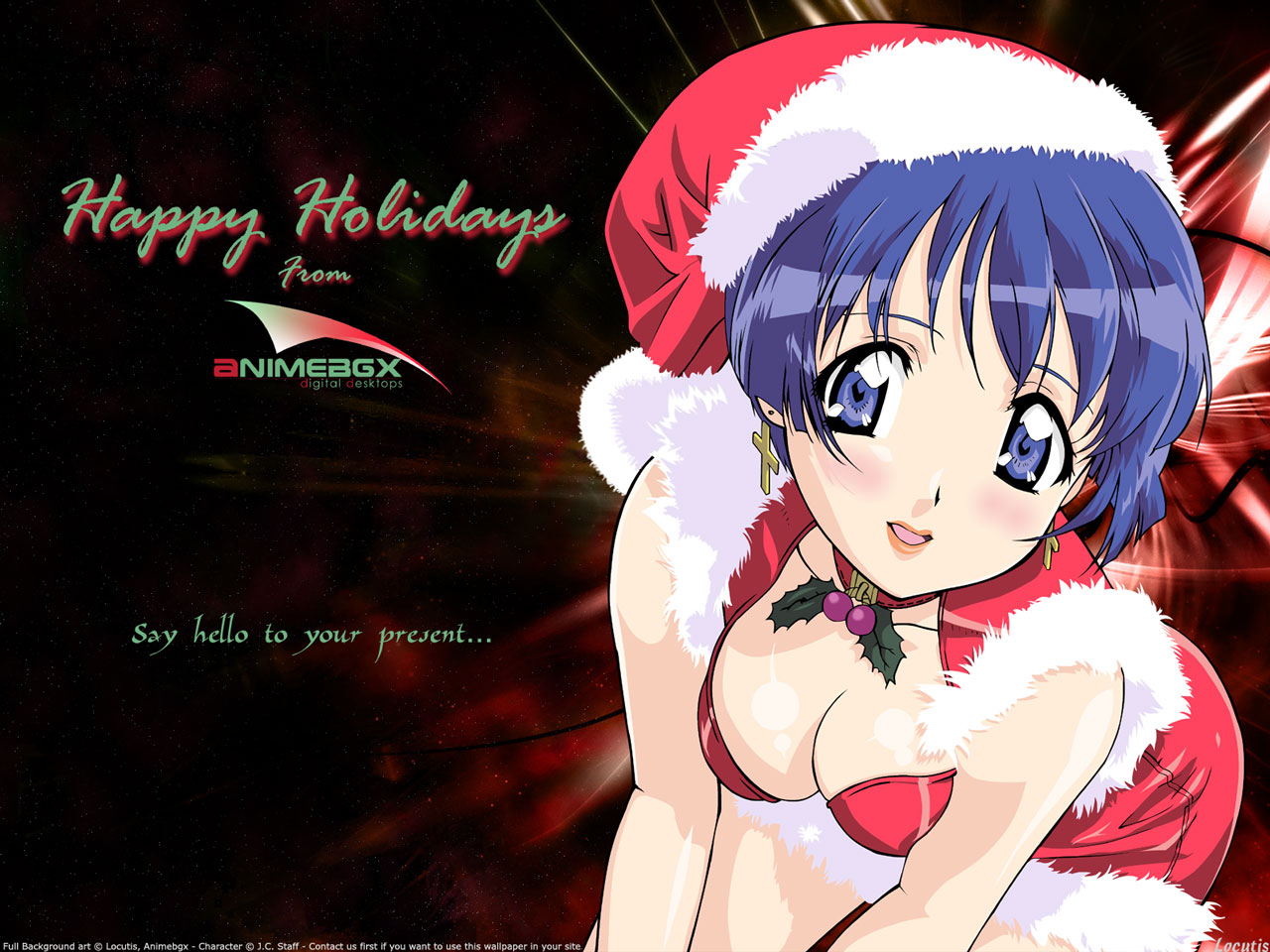 sakuraba aoi, tagme, blush, breasts, christmas, short hair, skirt