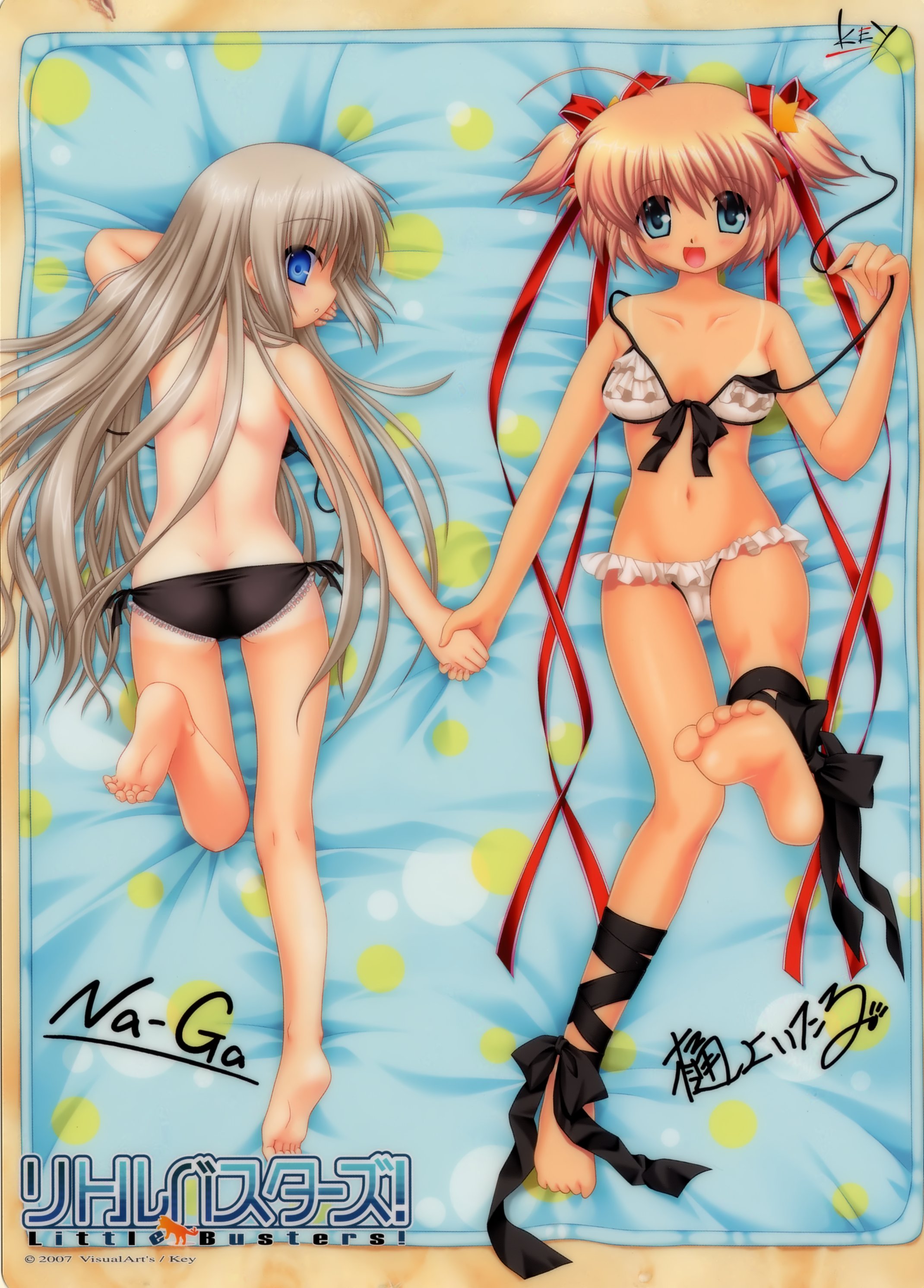 key (company), little busters!, absurdres, artist request, character request, highres, tagme, 2girls, bed, lingerie, multiple girls, underwear