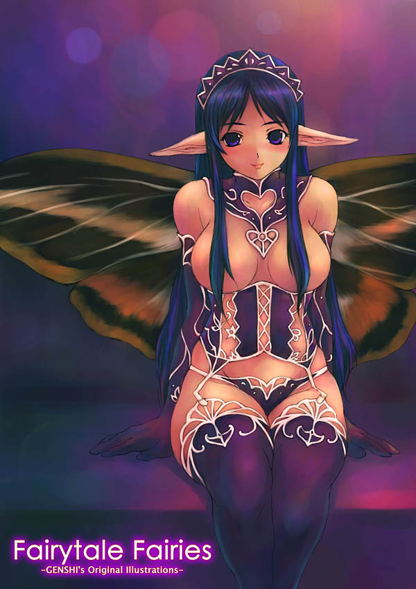 breasts, fairy, long hair, panties, thighhighs, underwear, wings
