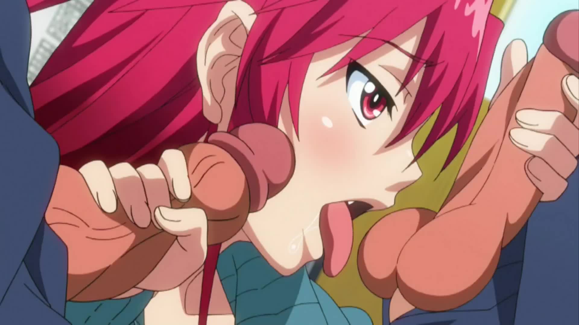 nishihiro (itadaki! seieki), setogaya mari, suda (itadaki! seieki), itadaki! seieki, animated, tagme, video, 1girl, 2boys, fellatio, handjob, multiple boys, oral, penis, red hair, testicle sucking, testicles, uncensored