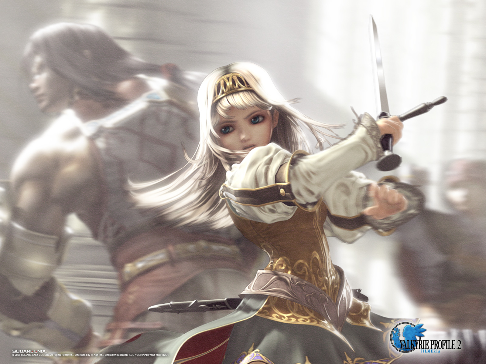 alicia, valkyrie profile (series), highres, long hair, skirt, sword, valkyrie profile silmeria, weapon