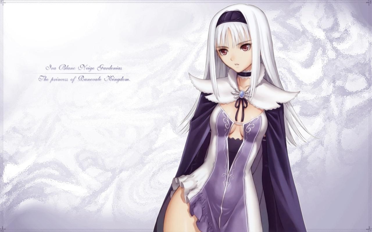 tony taka, blanc neige, sega, shining (series), shining tears, jpeg artifacts, official art, official wallpaper, tagme, 1girl, breasts, female focus, long hair, solo, white hair