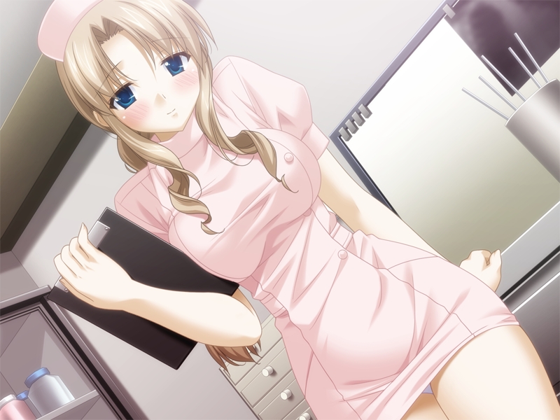tagme, blush, breasts, long hair, nurse