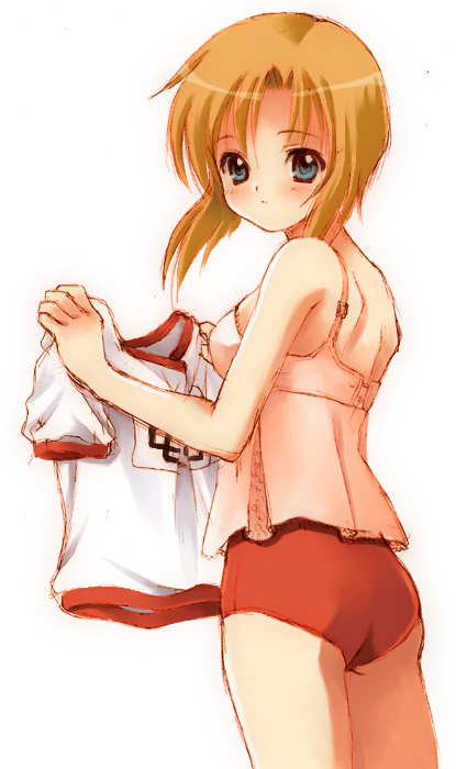 ryuuguu rena, higurashi no naku koro ni, 00s, 1girl, blush, buruma, female focus, short hair, solo, underwear