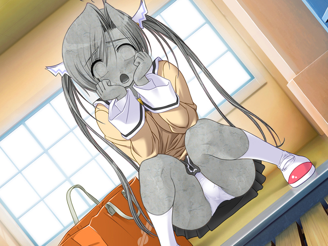 bow, long hair, panties, school uniform, serafuku, skirt, twintails, underwear