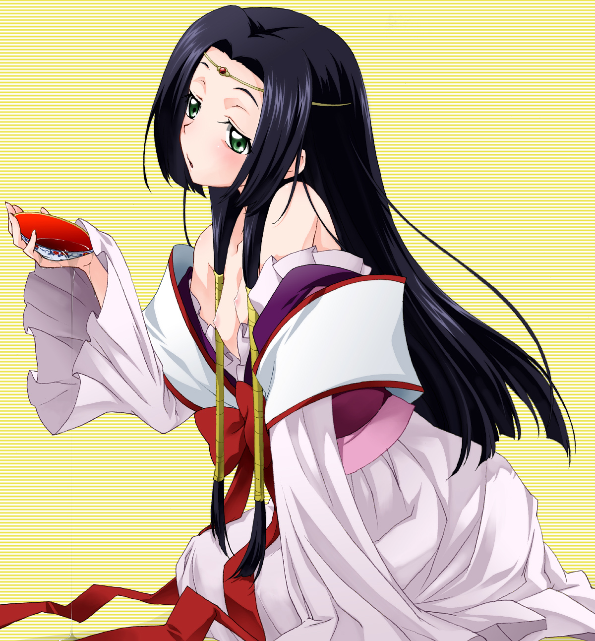sumeragi kaguya, code geass, highres, 00s, blush, breasts, drunk, long hair, open clothes, open shirt, shirt