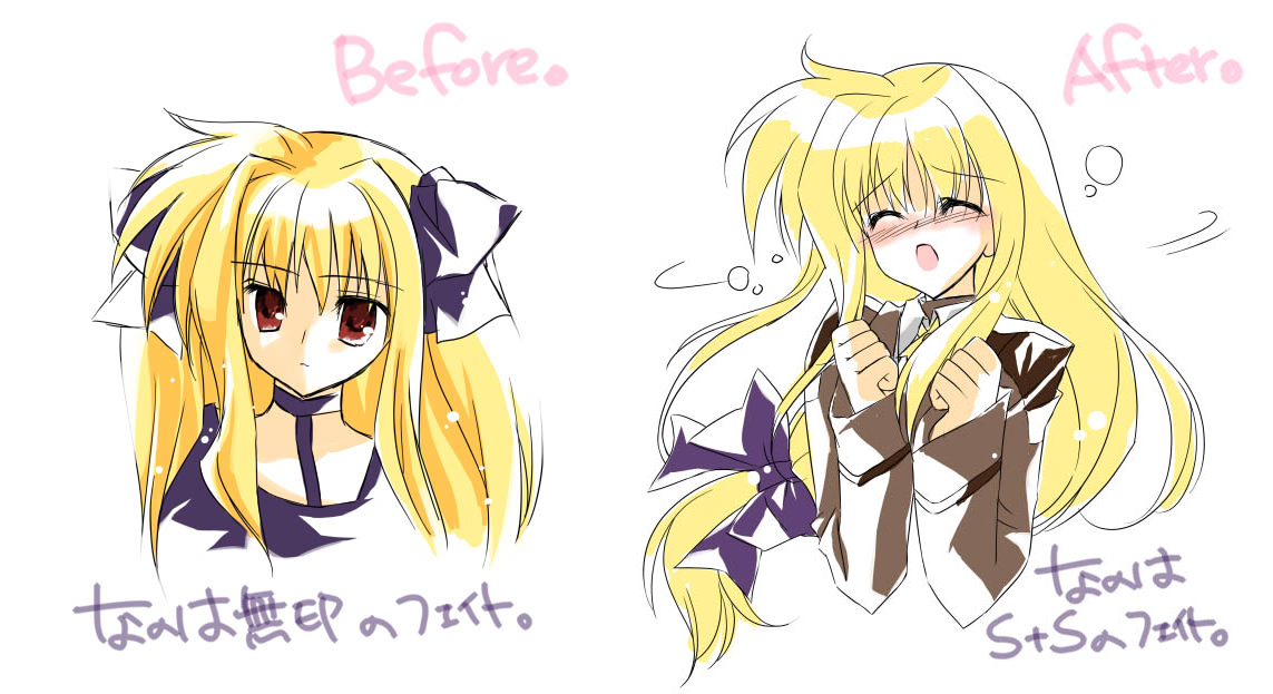 fate testarossa, tagme, blush, bow, long hair, twintails