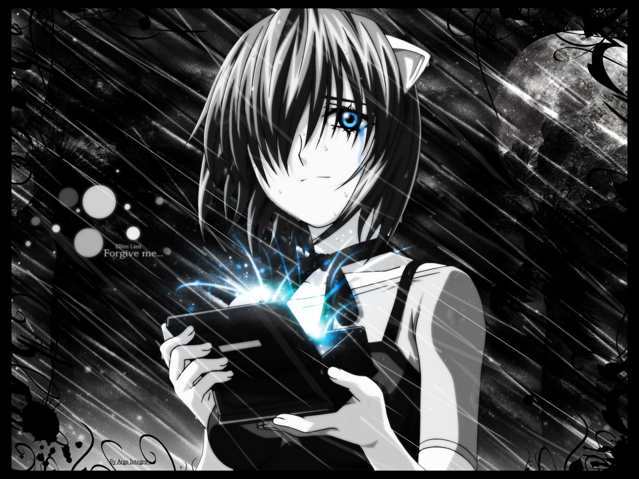 elfen lied, tagme, 00s, short hair, tears