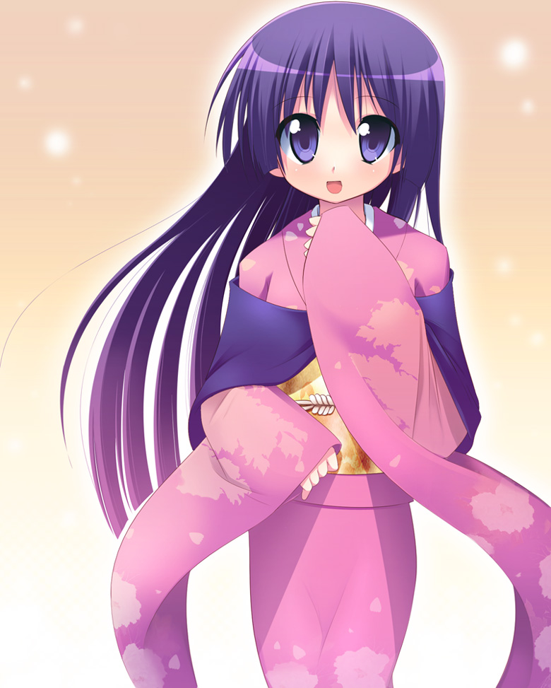 hoppege, saginomiya isumi, hayate no gotoku!, 00s, 1girl, blush, female focus, japanese clothes, kimono, long hair, looking at viewer, open mouth, purple eyes, purple hair, solo, very long hair