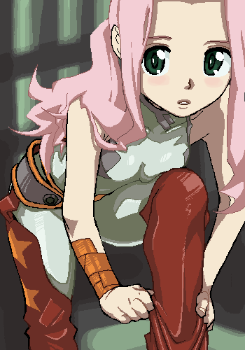 darry adai, tengen toppa gurren lagann, lowres, tagme, 00s, blush, long hair, pink hair