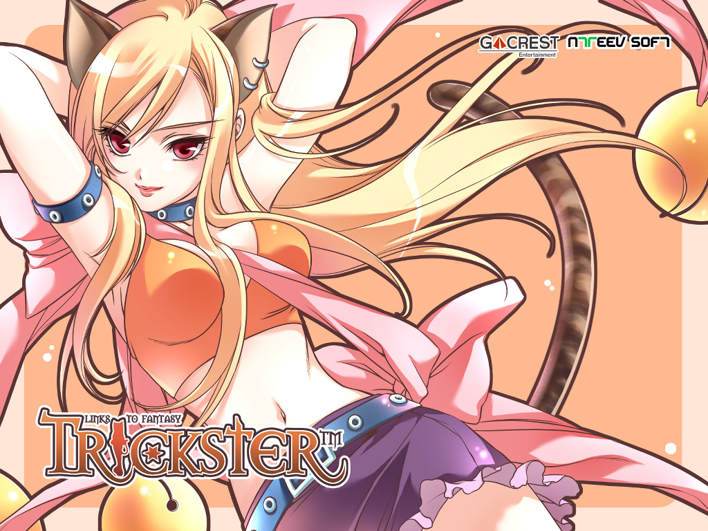 trickster (ntreev soft), 10s, animal ears, blonde hair, breasts, cat ears, earrings, jewelry