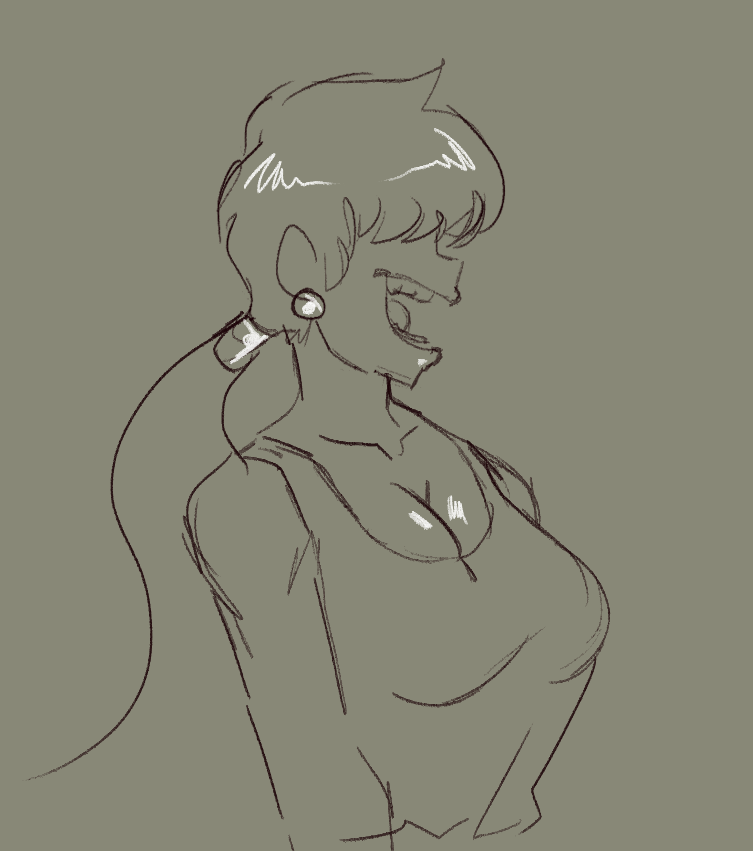 1shermieaday, shermie (kof), the king of fighters, 1girl, breasts, cleavage, curvy, earrings, female focus, huge breasts, jewelry, large breasts, long hair, ponytail, shirt