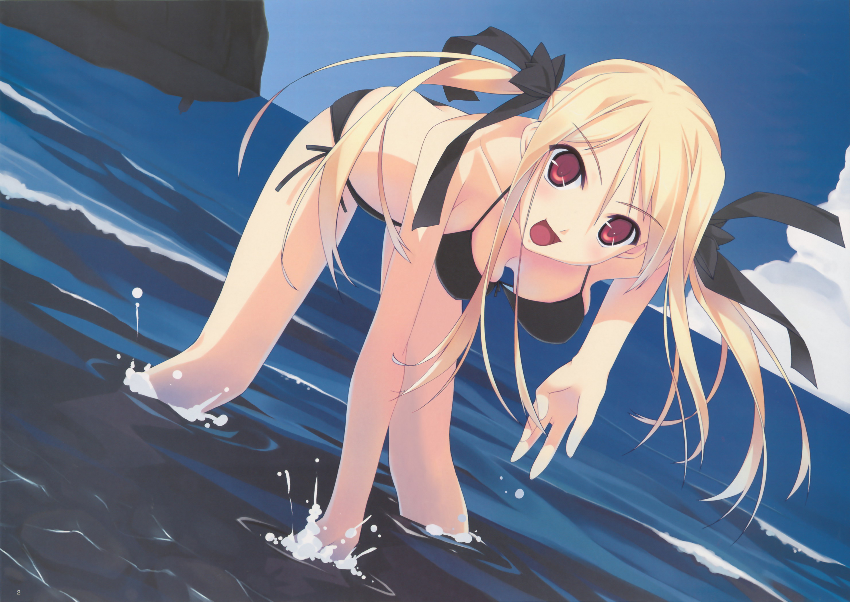 f-ism, highres, tagme, bikini, breasts, long hair, swimsuit, twintails