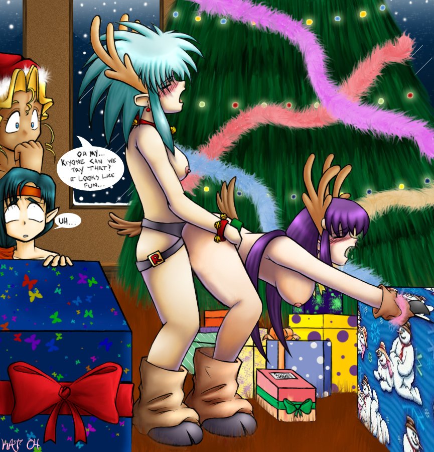 kuramitsu mihoshi, makibi kiyone, masaki aeka jurai, ryouko (tenchi muyou!), blush, dildo, long hair, short hair, yuri