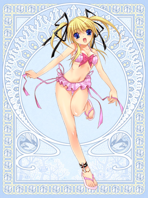 bikini, breasts, long hair, swimsuit, twintails