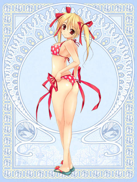 ass, bikini, long hair, swimsuit, twintails