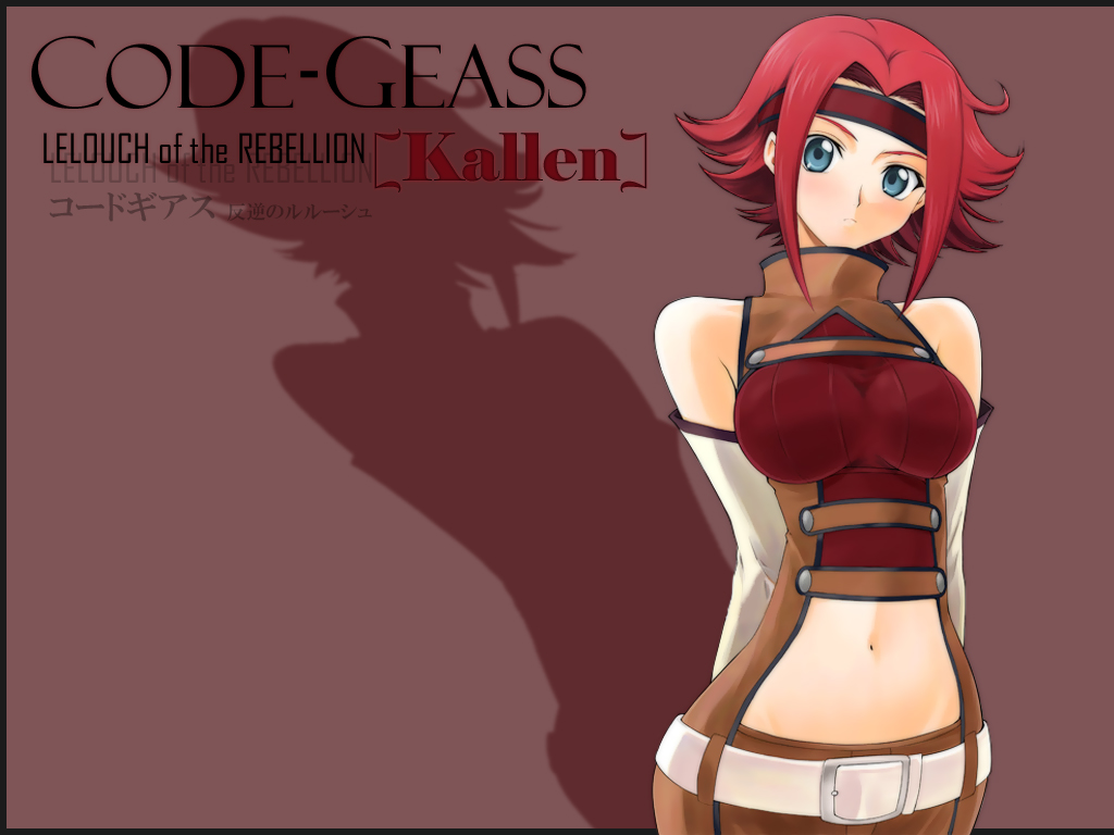 kouzuki kallen, code geass, tagme, 00s, blush, karen kouzaki, midriff, short hair