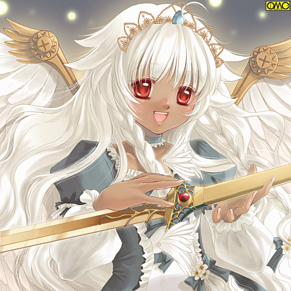 tagme, braid, dark skin, long hair, wings