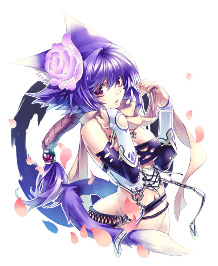 animal ears, breasts, cat ears, cat tail, midriff, no panties, short hair, tail