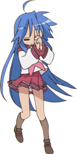 izumi konata, lucky star, animated, animated gif, lowres, 00s, long hair, school uniform, serafuku, skirt, socks