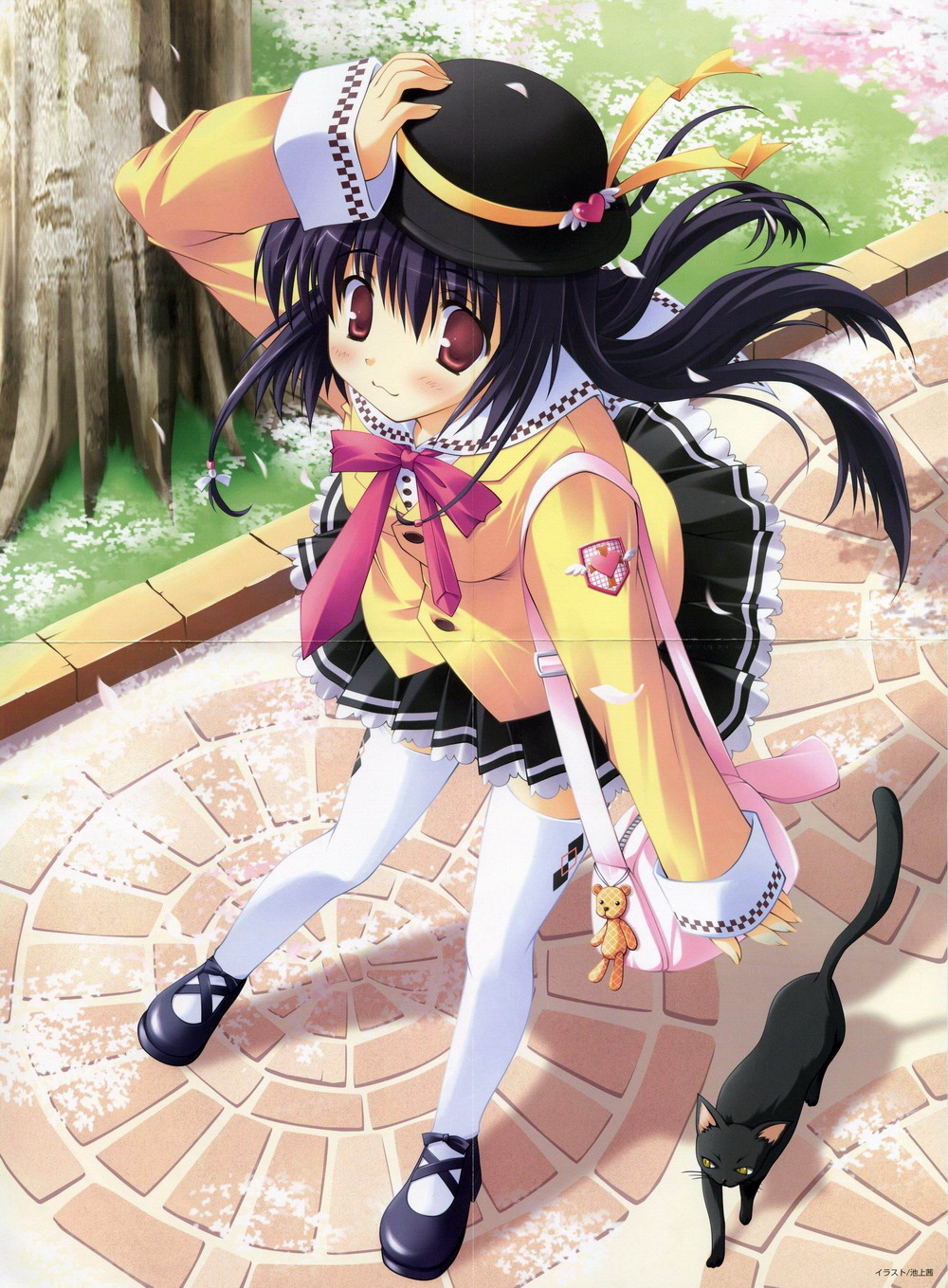 highres, tagme, blush, long hair, school uniform, serafuku, thighhighs